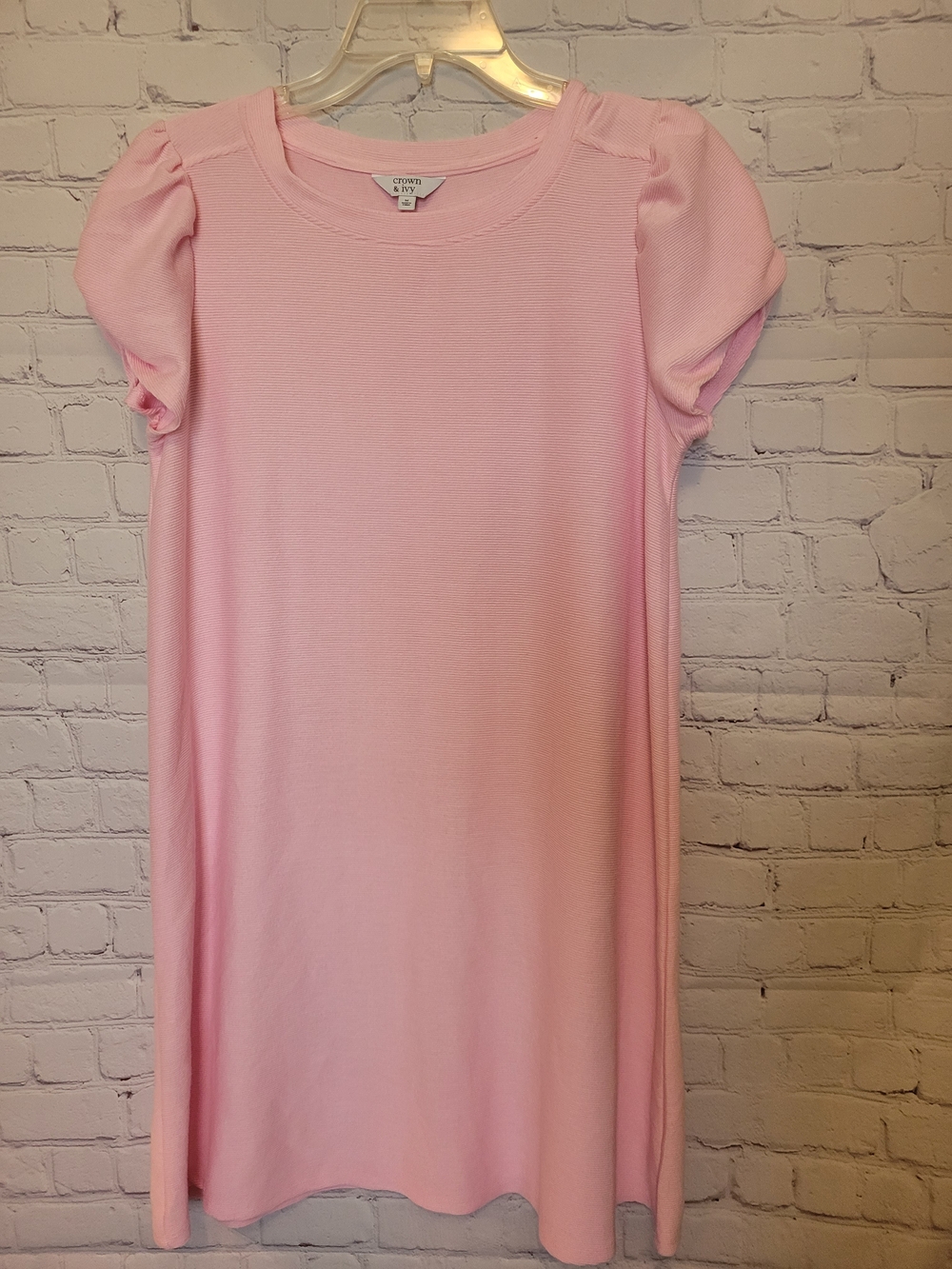 Pastel Pink size Medium Short Puffed Sleeve Tee Shirt Dress Spring Summer